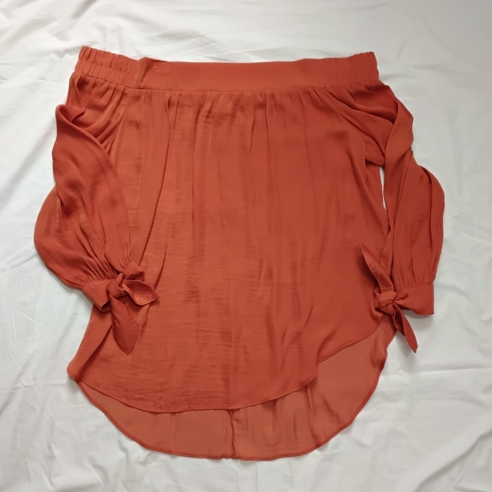 BISOU BISOUWomen's Off-Shoulder Orange Skirt SIZE XL